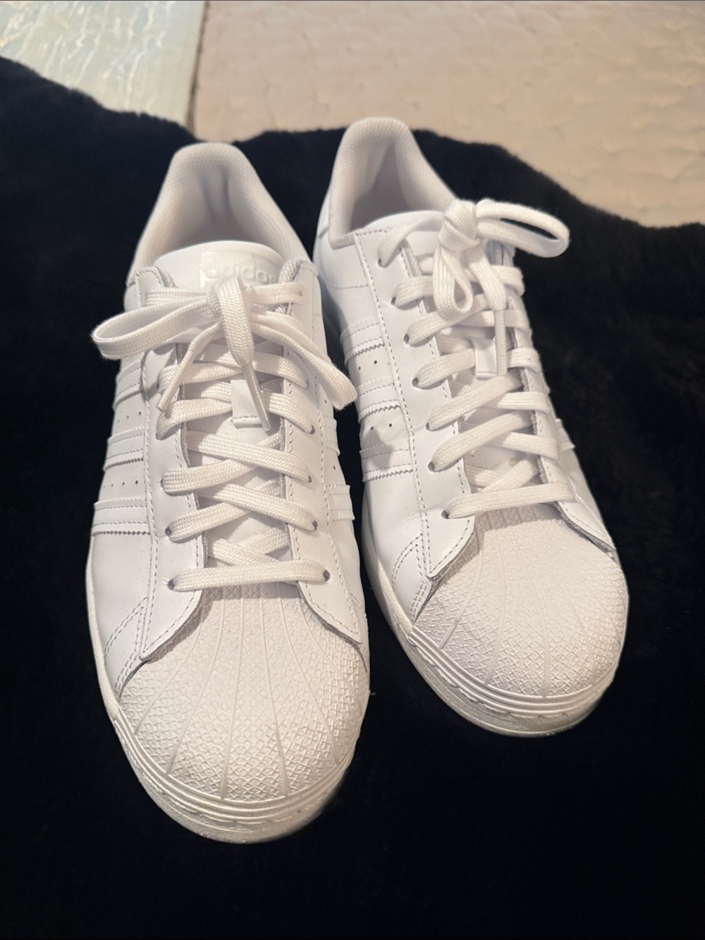 adidas Originals White Leather Shell-Toe Sneakers